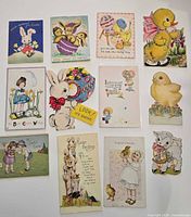 Fronts of first twelve postcards and die-cut cards