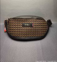 Front view of Kickers waist bag showing pattern and logo patch