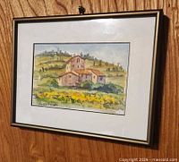 Front view of framed watercolor showing image, mat and frame