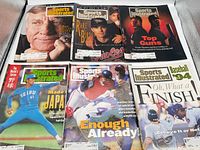 Group shot of all six Sports Illustrated magazines displayed in two rows