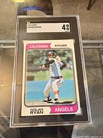 Front view of SGC-slabbed 1974 Topps Nolan Ryan card showing grade label and card image
