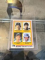 Front view of 1978 Topps #707 Rookie Shortstops card in protective sleeve