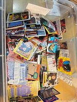 Top view of bin showing large quantity of loose cards and several wax wrappers