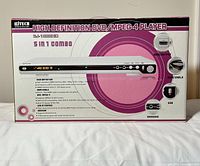 Front of box showing product name, model and feature icons