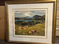 Front view of framed Lake Kashagawgamog print showing artwork, mat and frame