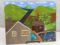 Front view showing entire painted scene