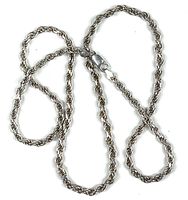 Full view of sterling silver rope chain necklace