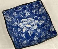 Top view showing full floral pattern and square form