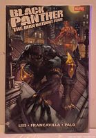 Front cover of Black Panther trade paperback showing title, artwork, publisher logo and author credits