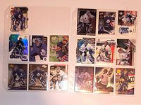 Fronts of 18 Curtis Joseph cards in binder sleeve