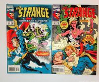Front covers of both Doctor Strange comic books showing titles, issue numbers, artwork and Direct Edition price boxes.