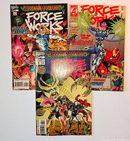Front view of all three Marvel Force Works comic books in lot