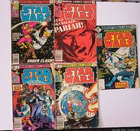 Front view of the five Marvel Star Wars comics showing covers and general condition