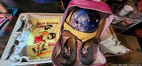 Entire lot showing ball in bag, shoes, towel