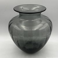 Full view of smoky gray glass vase