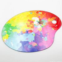 Full view of multicolor artist-palette shaped glass plate