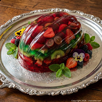 Gelatin molded dessert in identical style mold shown in use