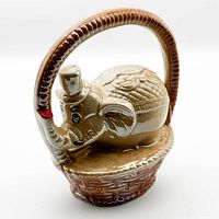 Side view of ceramic elephant in basket