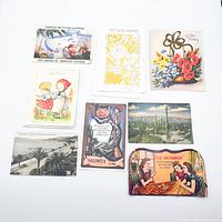 Fronts of nine paper items laid out