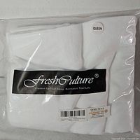 Front of FreshCulture package showing label, queen size marking and pillowcases inside