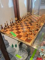 Full view of chess board with pieces arranged