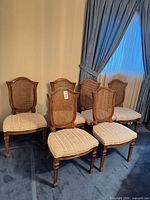 Set of six Drexel caned high-back dining chairs