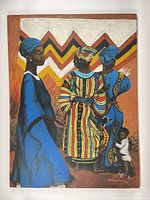 Front view of entire painting showing subject matter and colors