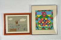 Both framed artworks side by side
