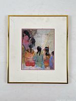 Framed painting front view showing artwork, mat, and frame