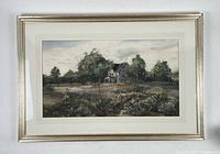 Full view of framed watercolor painting