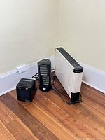 All three heaters grouped to show relative sizes and cords