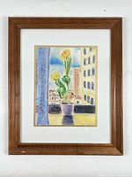 Framed pastel drawing front view