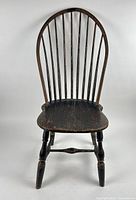 Front view of primary Windsor chair showing overall form and paint