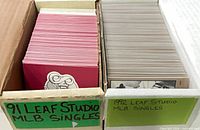 Two boxes showing labelled fronts for 1991 and 1992 Leaf Studio MLB singles