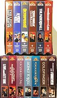 All 13 James Bond VHS tapes grouped, showing titles