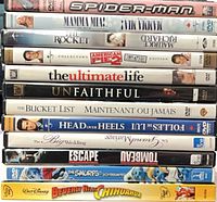 Spines of all 12 DVD cases showing titles