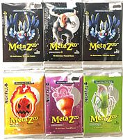 Front view showing all six sealed MetaZoo booster packs
