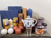 Full group showing candles, wax warmer and salt rocks