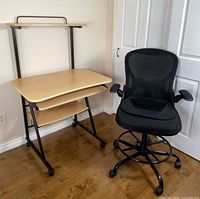 Desk and chair front view showing overall design