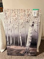 Front view of full canvas showing birch forest image