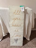 Front view of full canvas showing text and heart design