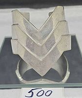 Front view of wide chevron pewter cuff bracelet