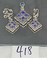 Front view of pendant and earrings set