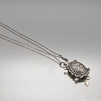 Full view of turtle pendant with attached double-strand chain