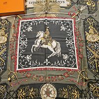 Full view of Hermès LVDOVICVS MAGNVS silk scarf
