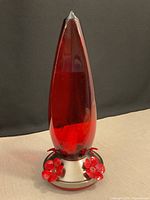assembled red teardrop hummingbird feeder