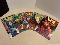 All five Veil comic issues fanned out showing covers