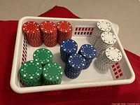 All 200 chips sorted by colour in plastic basket