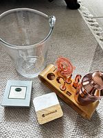 All components: glass ice bucket, coaster sets, bamboo stand with copper bar tools
