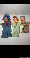 Front view of all three hand puppets